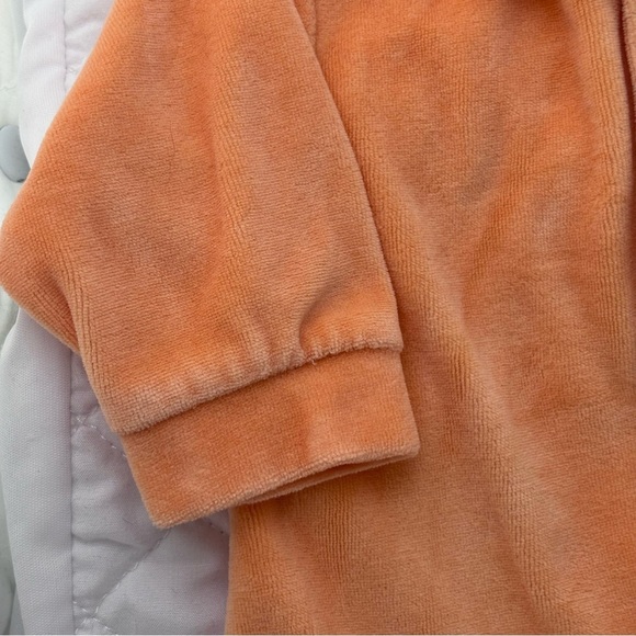 🐣 3M Orange Velour Onesie Footies Bunny Embroidery Easter Long sleeves Carrot - Picture 5 of 10